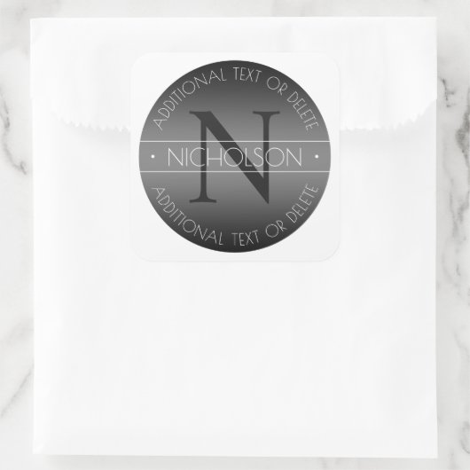 Elegant Modern Monogram Zwart-wit Shading Vierkante Sticker (Tas)