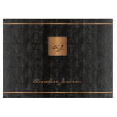 Elegant modern monogramme chic uniek zwart goud snijplank (Voorkant)