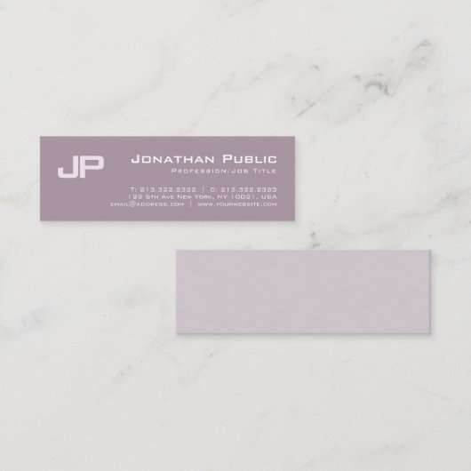 Elegant Modern Monogrammed Design Salon Plain Mini Visitekaartje (Voorkant / Achterkant)