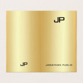 Elegant Modern Monogrammed Faux Gold Professional Visitekaartje (Buitenkant ongevouwen)