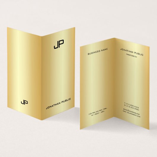 Elegant Modern Monogrammed Faux Gold Professional Visitekaartje (Binnen en buitenkant)