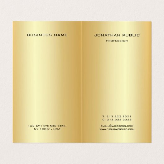 Elegant Modern Monogrammed Faux Gold Professional Visitekaartje (Binnenkant ongevouwen)