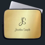 Elegant Modern Monogrammed Faux Gold Sjabloon Laptop Sleeve<br><div class="desc">Elegante moderne monogram faux gouden Sjabloon laptop sleeve.</div>