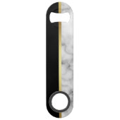 Elegant Modern Monogrammed Marble Black Gold Speed Flessenopener (Achterkant)