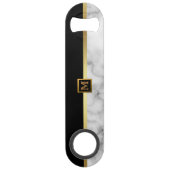 Elegant Modern Monogrammed Marble Black Gold Speed Flessenopener (Voorkant)