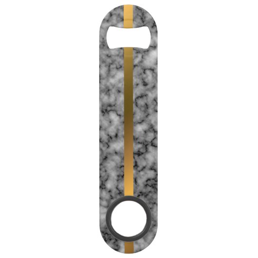 Elegant Modern Monogrammed Marble Black Gold Speed Flessenopener (Achterkant)