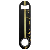 Elegant Modern Monogrammed Marble Black Gold Speed Flessenopener (Achterkant)