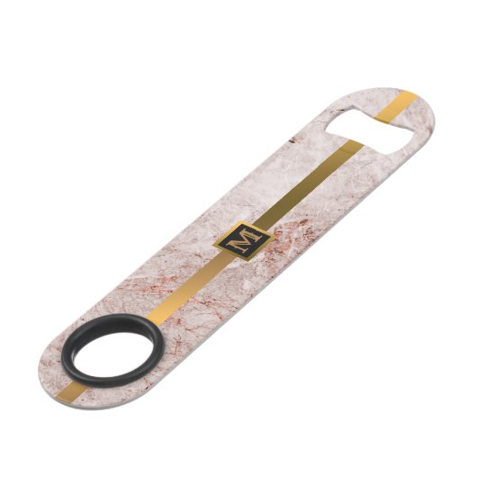Elegant Modern Monogrammed Marble Black Gold Speed Flessenopener (Voorkant Gekanteld)