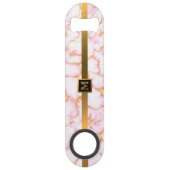 Elegant Modern Monogrammed Marble Black Gold Speed Flessenopener (Voorkant)