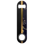 Elegant Modern Monogrammed Marble Black Gold Speed Flessenopener (Achterkant)