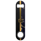 Elegant Modern Monogrammed Marble Black Gold Speed Flessenopener (Voorkant)