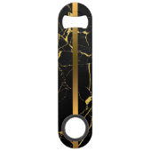 Elegant Modern Monogrammed Marble Black Gold Speed Flessenopener (Achterkant)