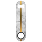 Elegant Modern Monogrammed Marble Black Gold Speed Flessenopener (Achterkant)