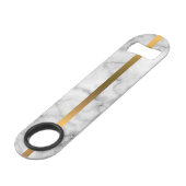 Elegant Modern Monogrammed Marble Black Gold Speed Flessenopener (Achterkant Gekanteld)