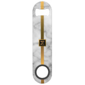Elegant Modern Monogrammed Marble Black Gold Speed Flessenopener (Voorkant)