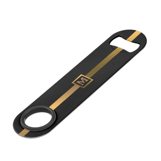 Elegant Modern Monogrammed Marble Black Gold Speed Flessenopener (Voorkant Gekanteld)