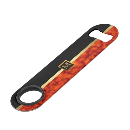 Elegant Modern Monogrammed Marble Black Gold Speed Flessenopener (Voorkant Gekanteld)