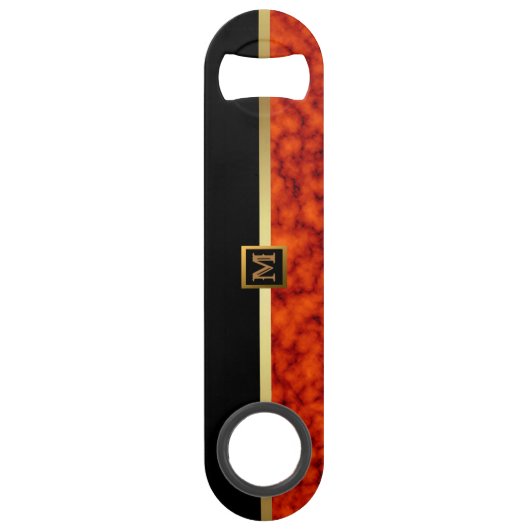 Elegant Modern Monogrammed Marble Black Gold Speed Flessenopener (Voorkant)