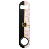 Elegant Modern Monogrammed Marble Black Gold Speed Flessenopener (Voorkant)