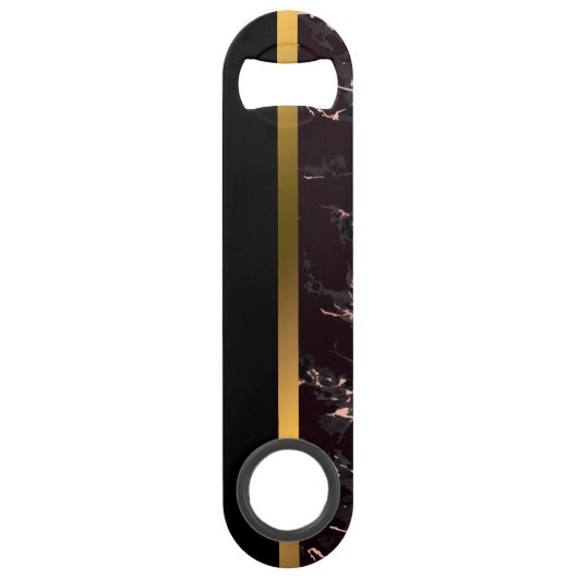 Elegant Modern Monogrammed Marble Black Gold Speed Flessenopener (Achterkant)