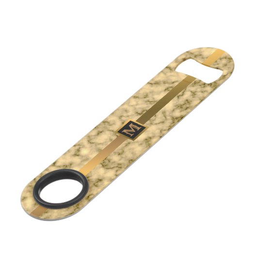 Elegant Modern Monogrammed Marble Black Gold Speed Flessenopener (Voorkant Gekanteld)
