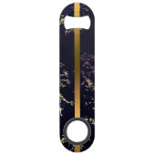 Elegant Modern Monogrammed Marble Black Gold Speed Flessenopener (Achterkant)