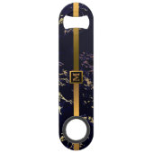 Elegant Modern Monogrammed Marble Black Gold Speed Flessenopener (Voorkant)
