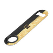 Elegant Modern Monogrammed Marble Black Gold Speed Flessenopener (Voorkant Gekanteld)