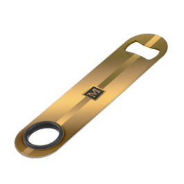 Elegant Modern Monogrammed Marble Black Gold Speed Flessenopener