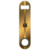 Elegant Modern Monogrammed Marble Black Gold Speed Flessenopener (Voorkant)