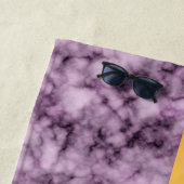 Elegant Modern Monogrammed Marble Black Gold Strandlaken (In situ)