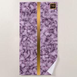 Elegant Modern Monogrammed Marble Black Gold Strandlaken