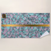 Elegant Modern Monogrammed Marble Black Gold Strandlaken (Voorkant)