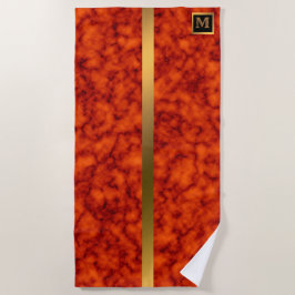 Elegant Modern Monogrammed Marble Black Gold Strandlaken