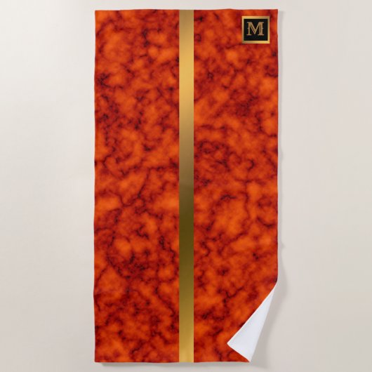 Elegant Modern Monogrammed Marble Black Gold Strandlaken (Voorkant)