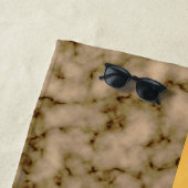 Elegant Modern Monogrammed Marble Black Gold Strandlaken (In situ)