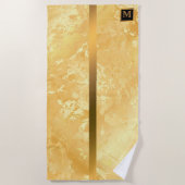 Elegant Modern Monogrammed Marble Black Gold Strandlaken (Voorkant)