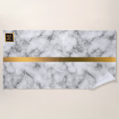 Elegant Modern Monogrammed Marble Black Gold Strandlaken (Voorkant)