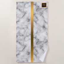 Elegant Modern Monogrammed Marble Black Gold