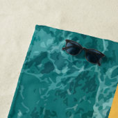 Elegant Modern Monogrammed Marble Black Gold Strandlaken (In situ)