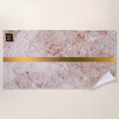 Elegant Modern Monogrammed Marble Black Gold Strandlaken (Voorkant)