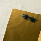 Elegant Modern Monogrammed Marble Black Gold Strandlaken (In situ)