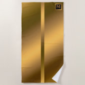 Elegant Modern Monogrammed Marble Black Gold Strandlaken (Voorkant)