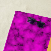 Elegant Modern Monogrammed Marble Black Gold Strandlaken (In situ)