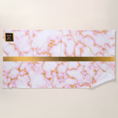 Elegant Modern Monogrammed Marble Black Gold Strandlaken (Voorkant)
