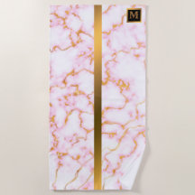 Elegant Modern Monogrammed Marble Black Gold