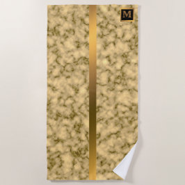 Elegant Modern Monogrammed Marble Black Gold Strandlaken