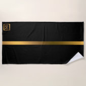 Elegant Modern Monogrammed Marble Black Gold Strandlaken (Voorkant)