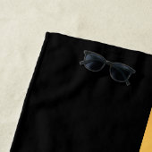 Elegant Modern Monogrammed Marble Black Gold Strandlaken (In situ)