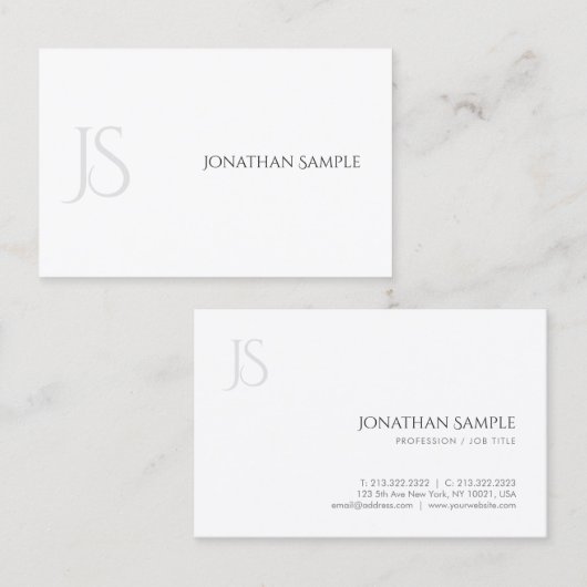 Elegant Modern Monogrammed Minimalistics Sjabloon Visitekaartje (Voorkant / Achterkant)